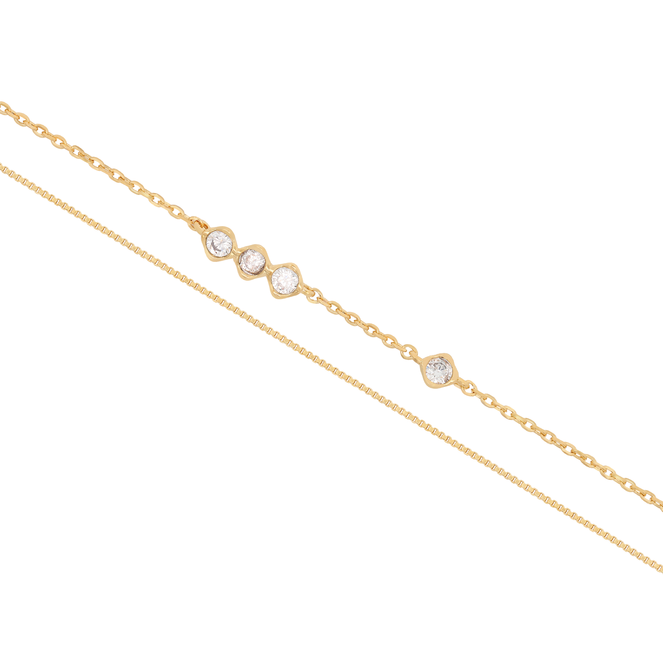 Mabel Double Chain Gemstone Bracelet - Gold