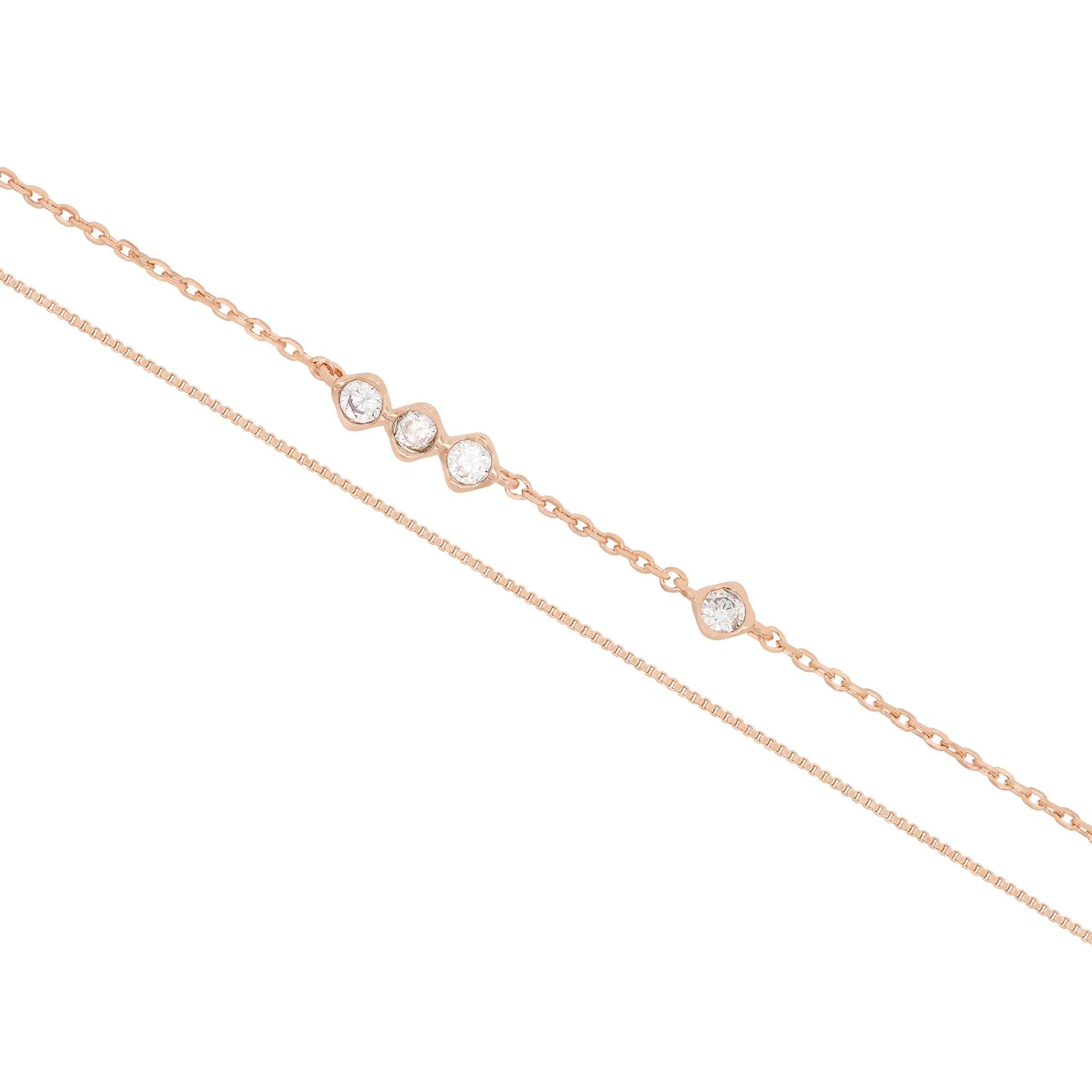 Mabel Double Chain Gemstone Bracelet - Rose Gold