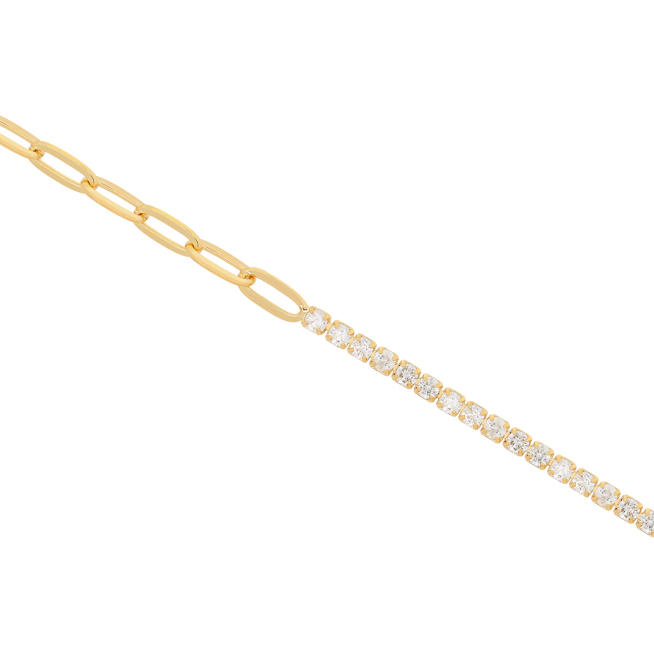 Macey Gemstone Tennis & Paperclip Chain Bracelet - Gold