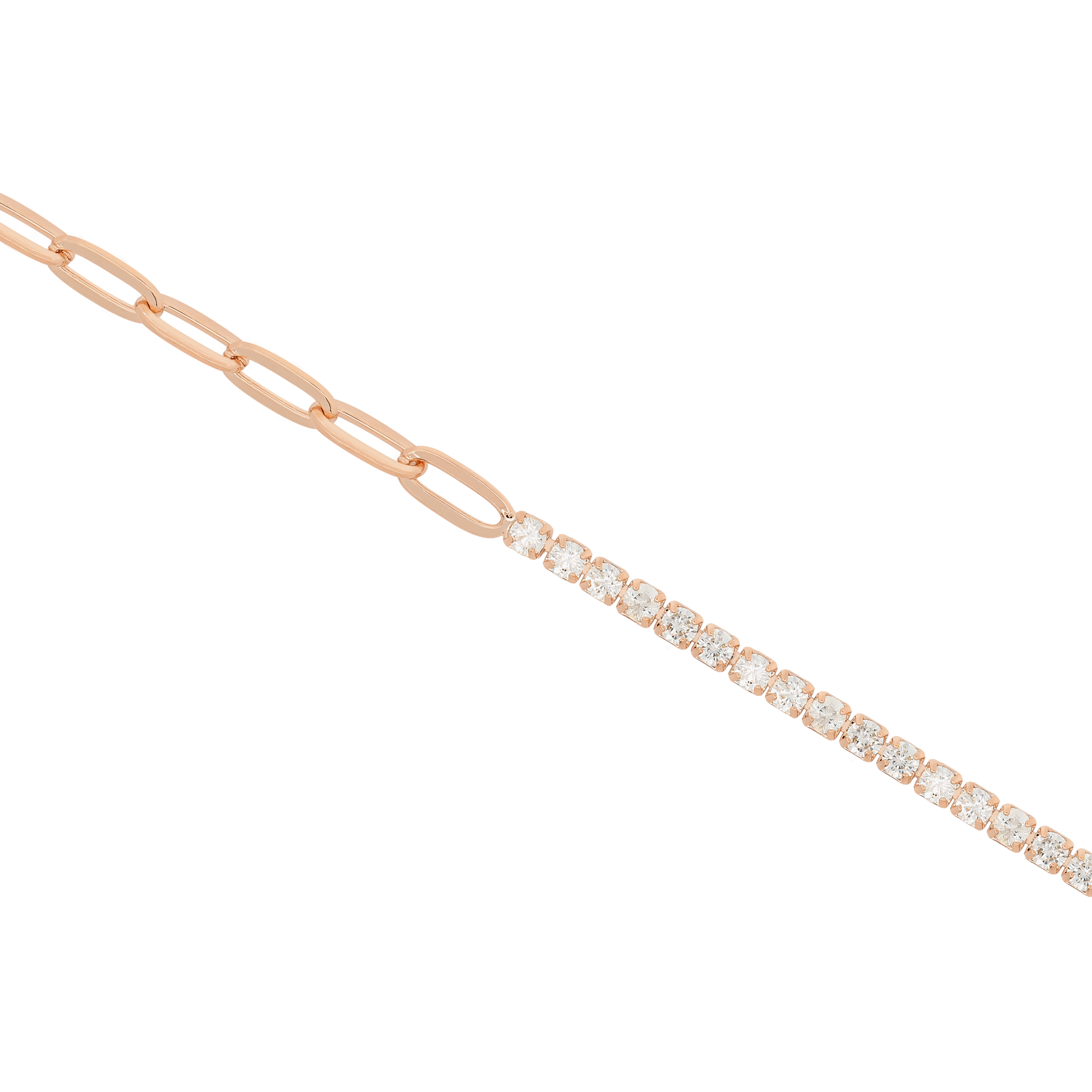 Macey Gemstone Tennis & Paperclip Chain Bracelet - Rose Gold