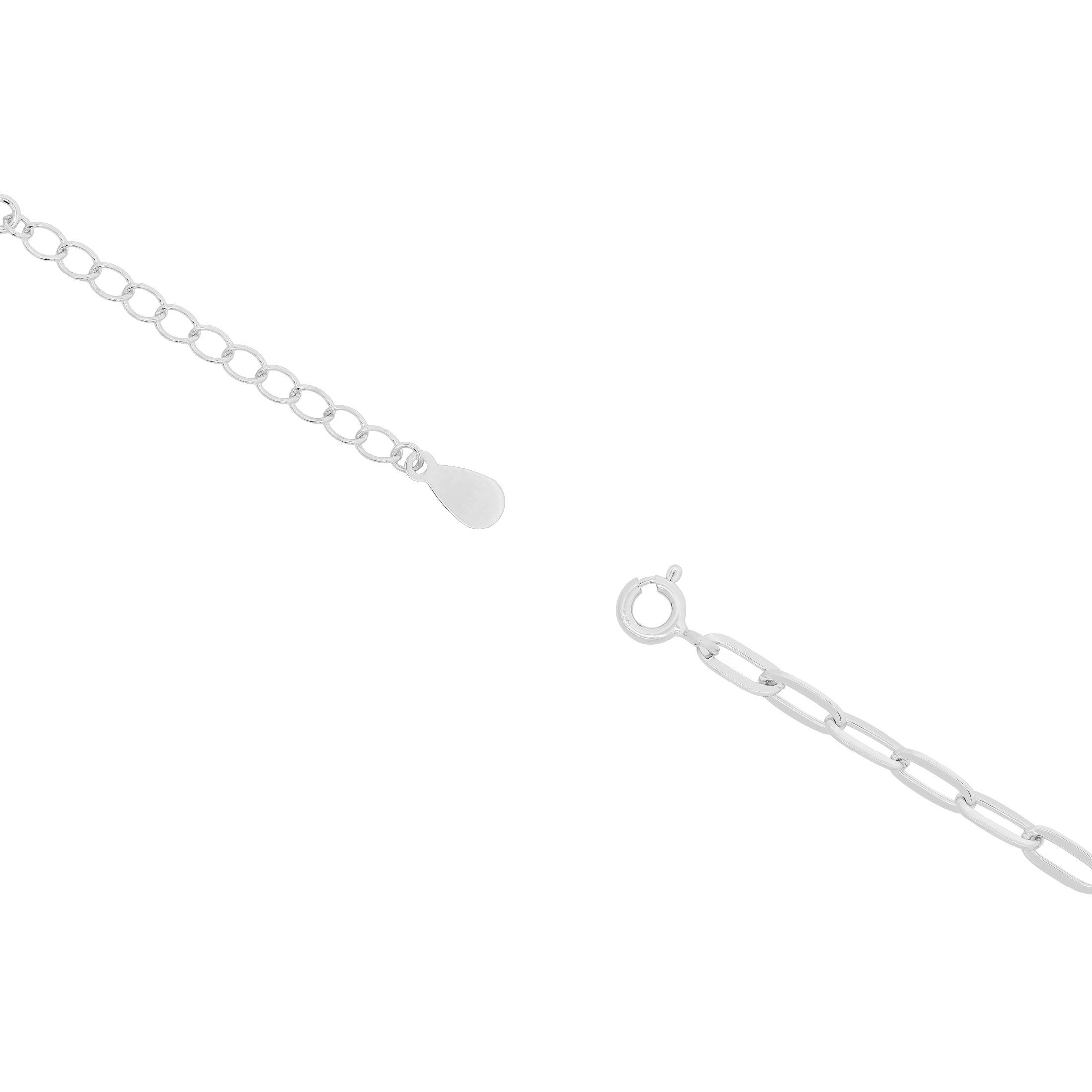 Macey Gemstone Tennis & Paperclip Chain Bracelet Clasp - Silver