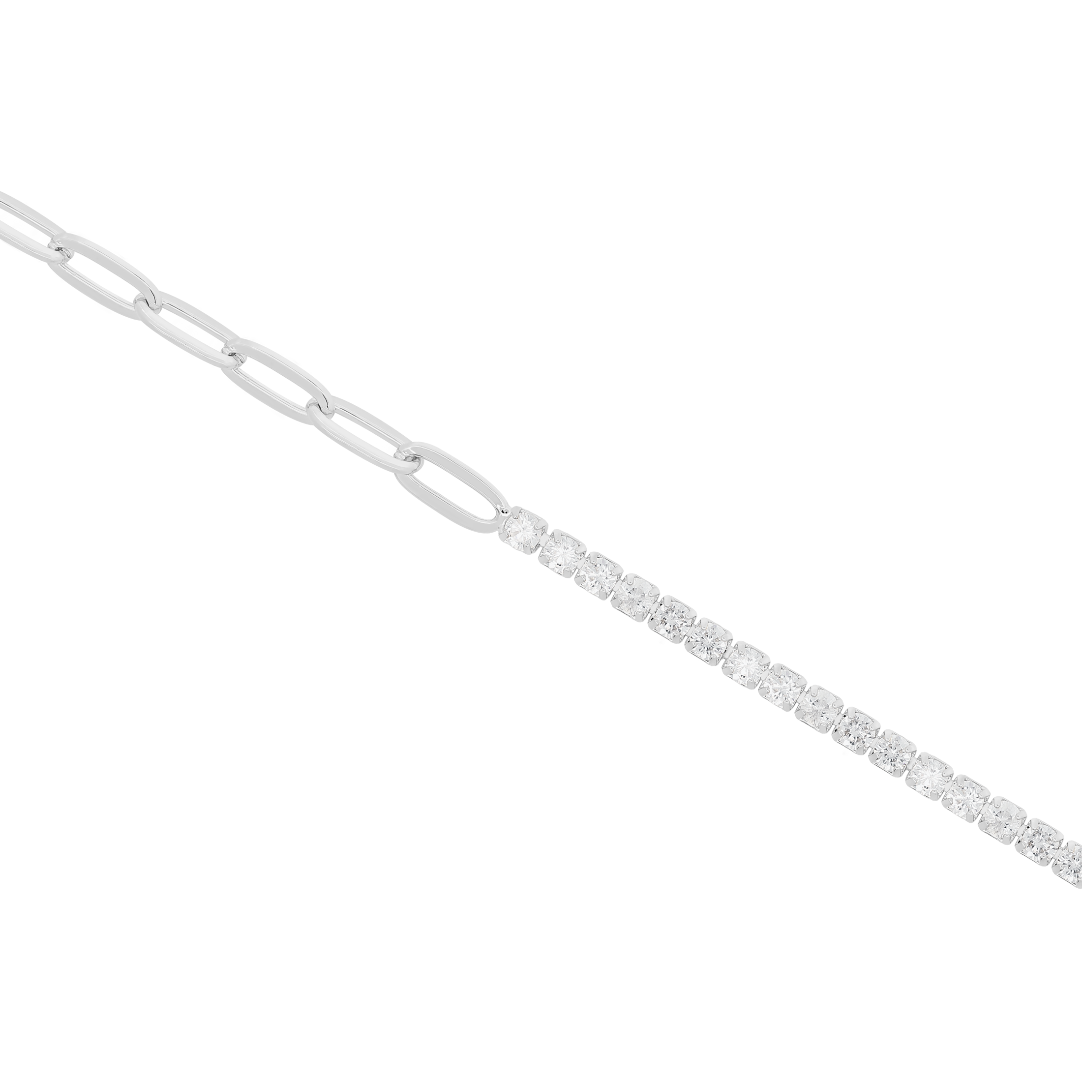 Macey Gemstone Tennis & Paperclip Chain Bracelet - Silver