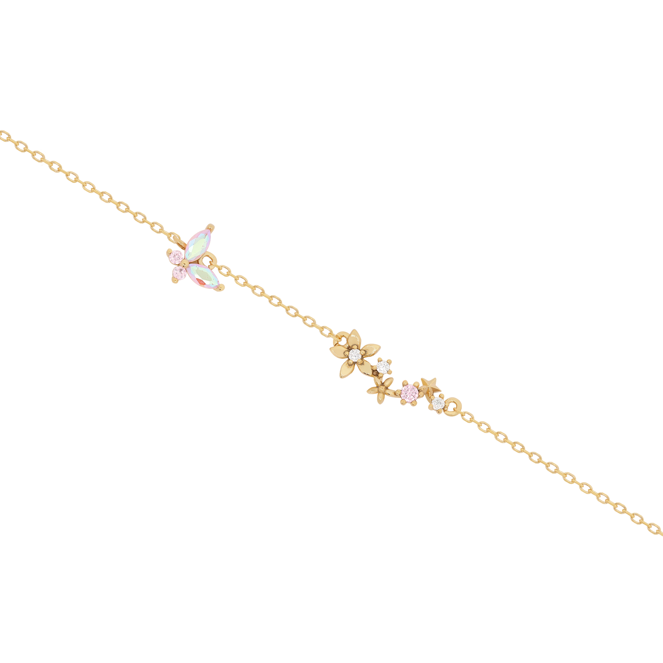 Nectar Butterfly & Flower Gemstone Bracelet - Gold