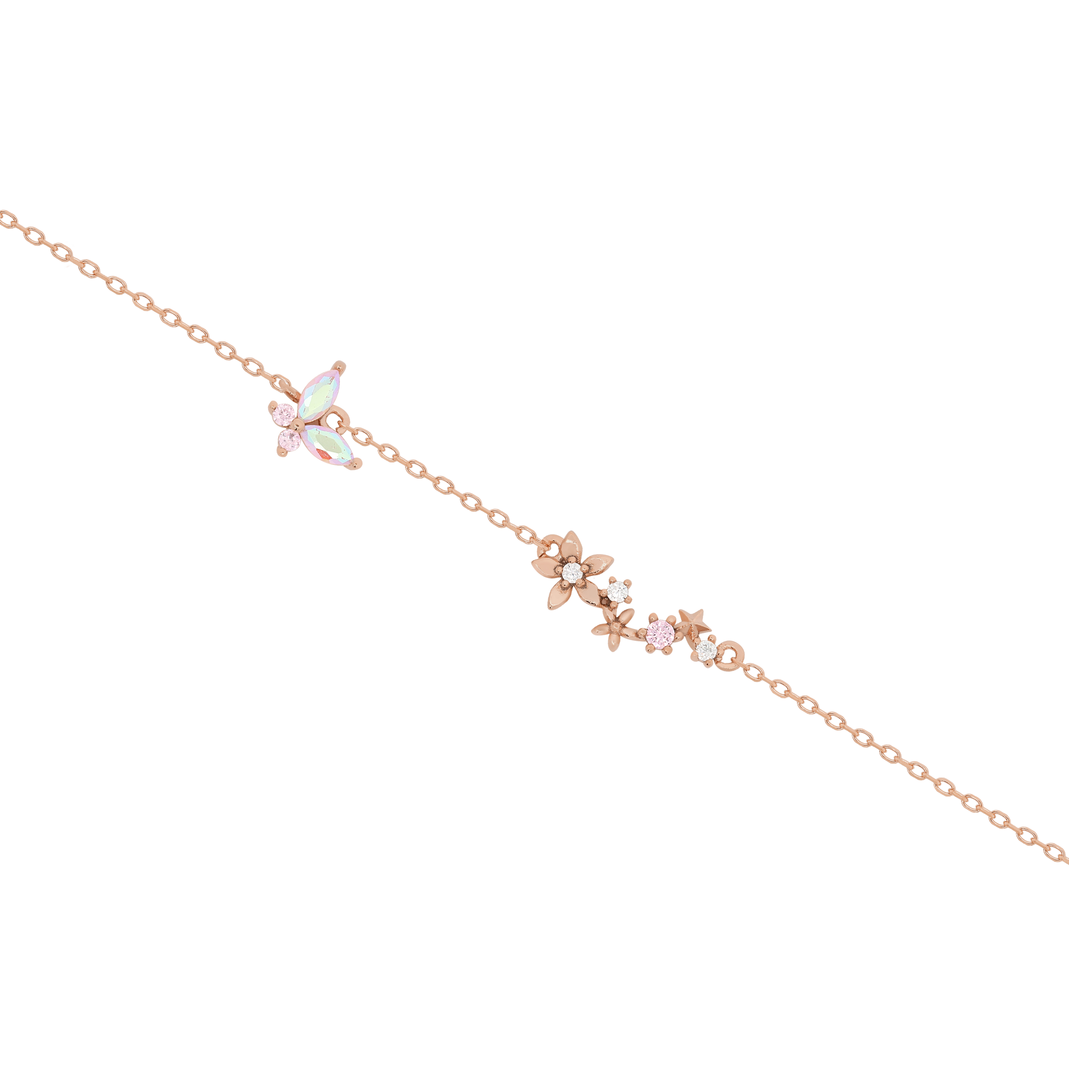 Nectar Butterfly & Flower Gemstone Bracelet - Rose Gold