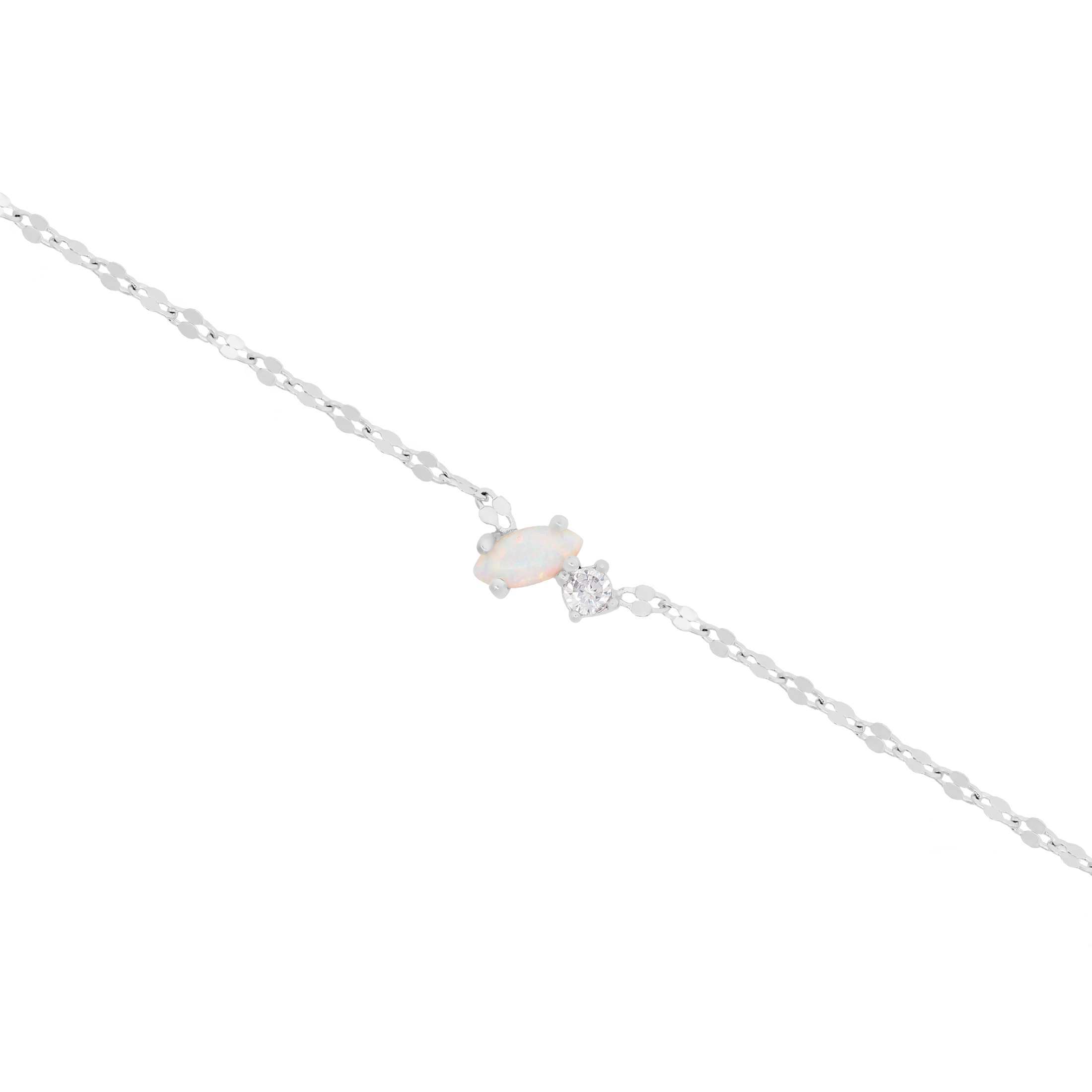 Oasis Opal & Gemstone Fine Marina Chain Bracelet - Silver