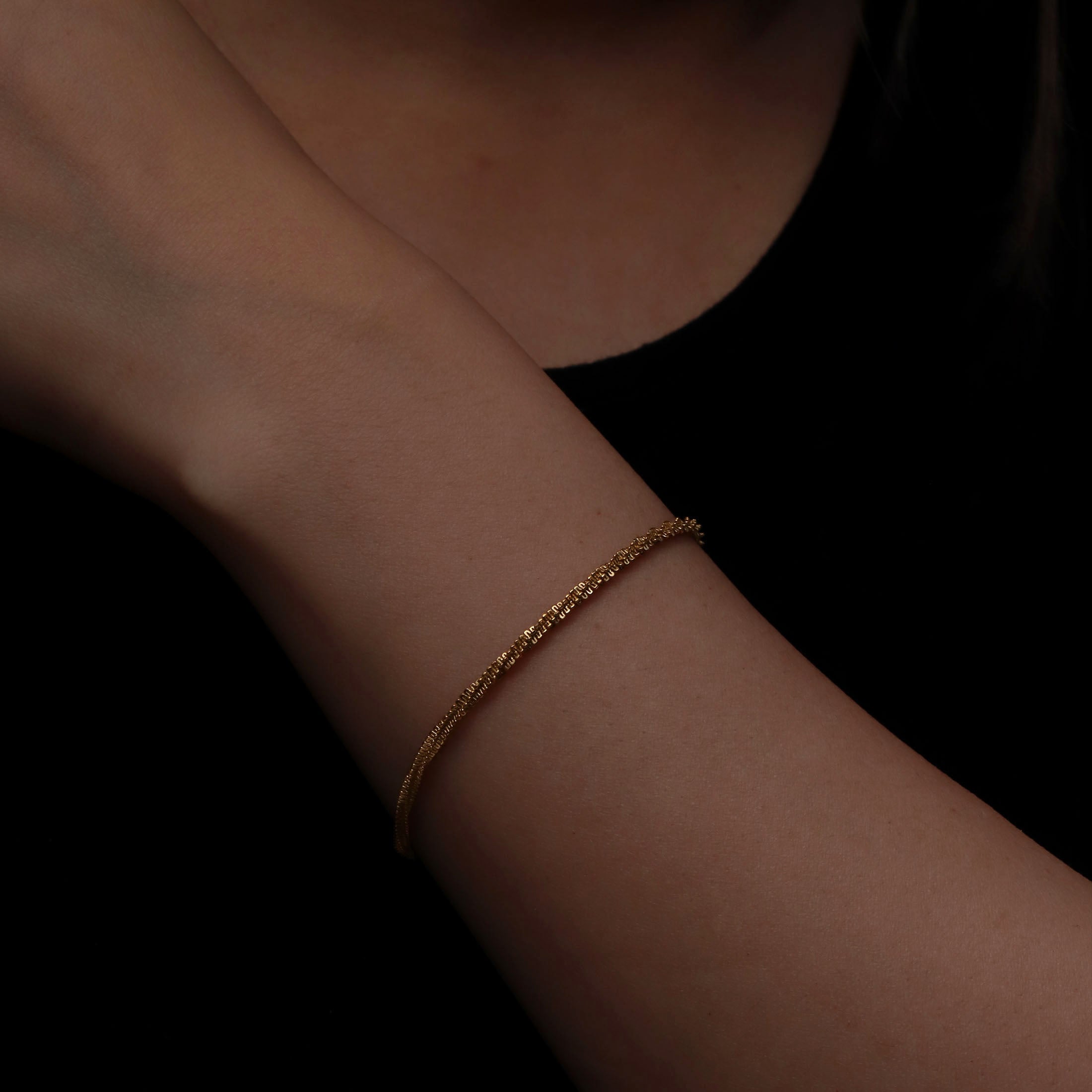 Sabrina Criss Cross Chain Bracelet On Model 2 - Gold