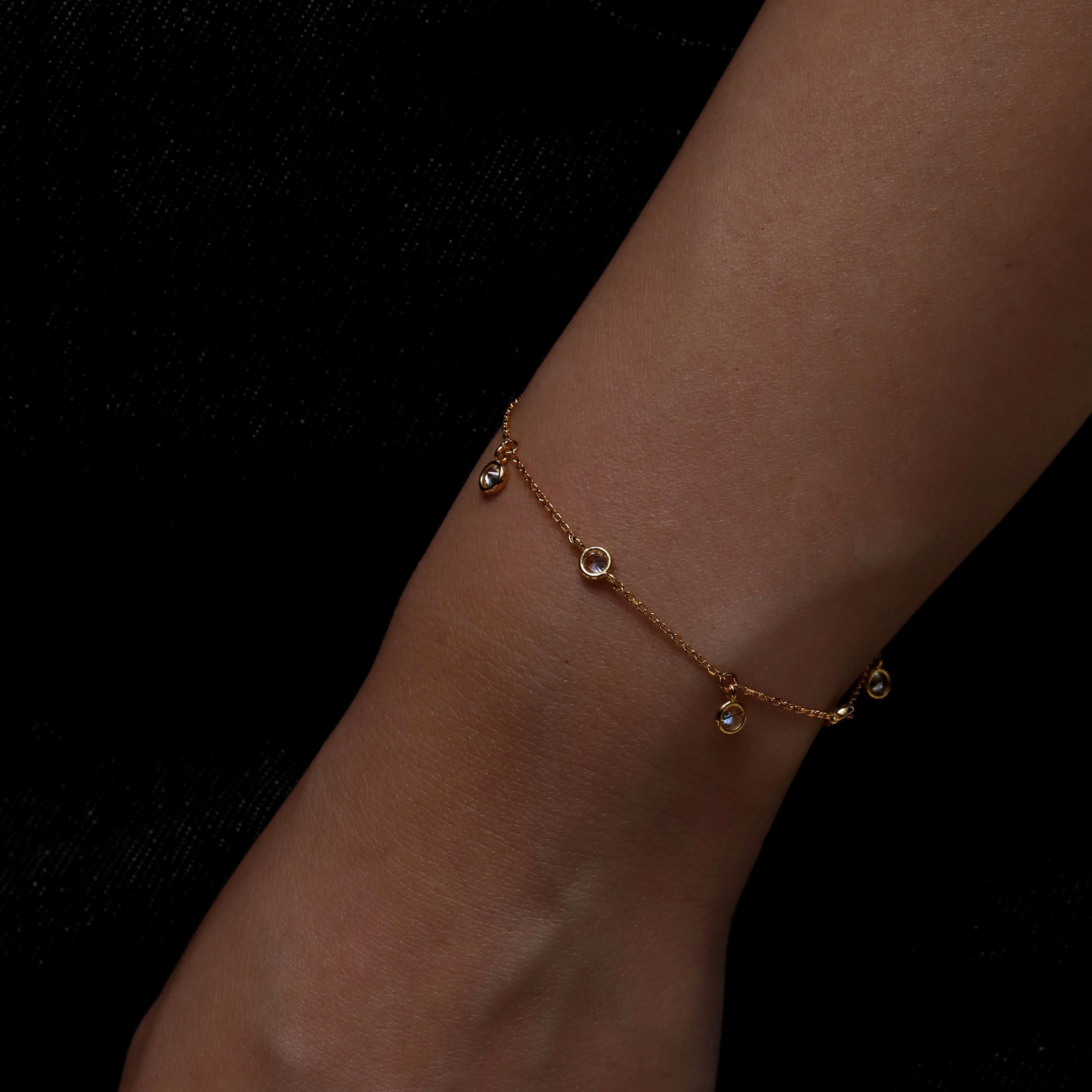 Sofia Round Gemstone Bracelet On Model - Gold