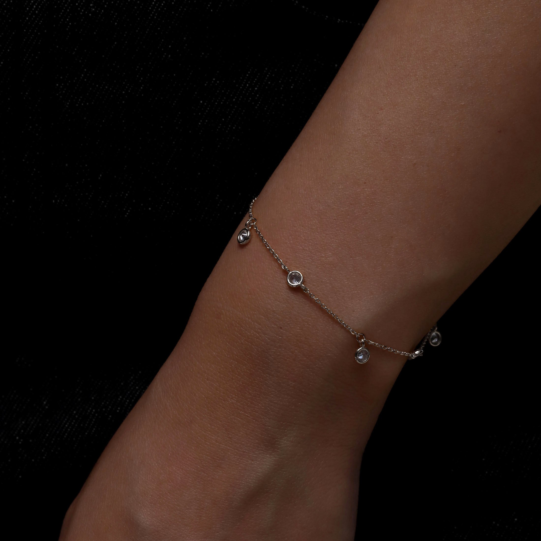 Sofia Round Gemstone Bracelet On Model - Silver