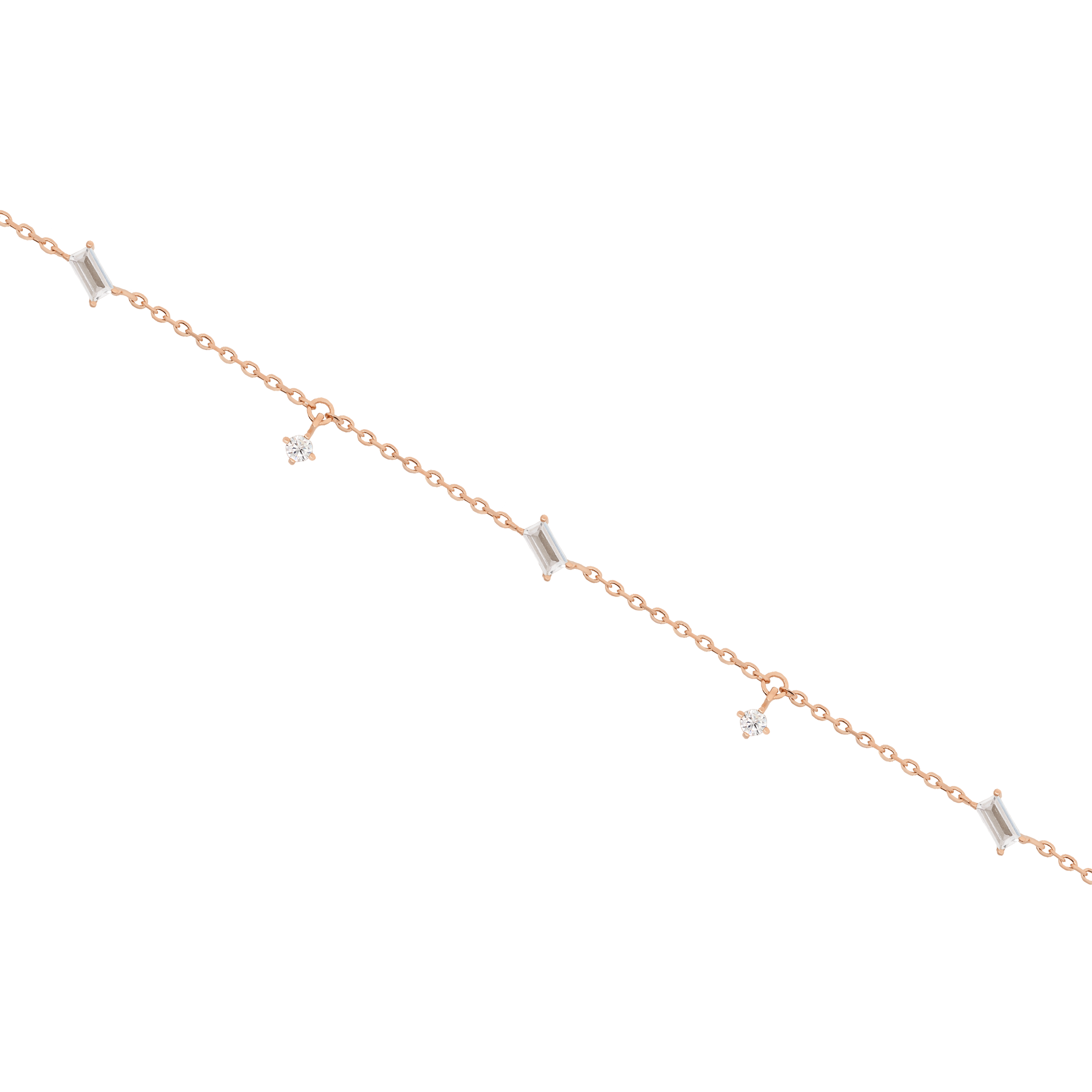 Tracey Baguette & Round Gemstone Bracelet - Rose Gold