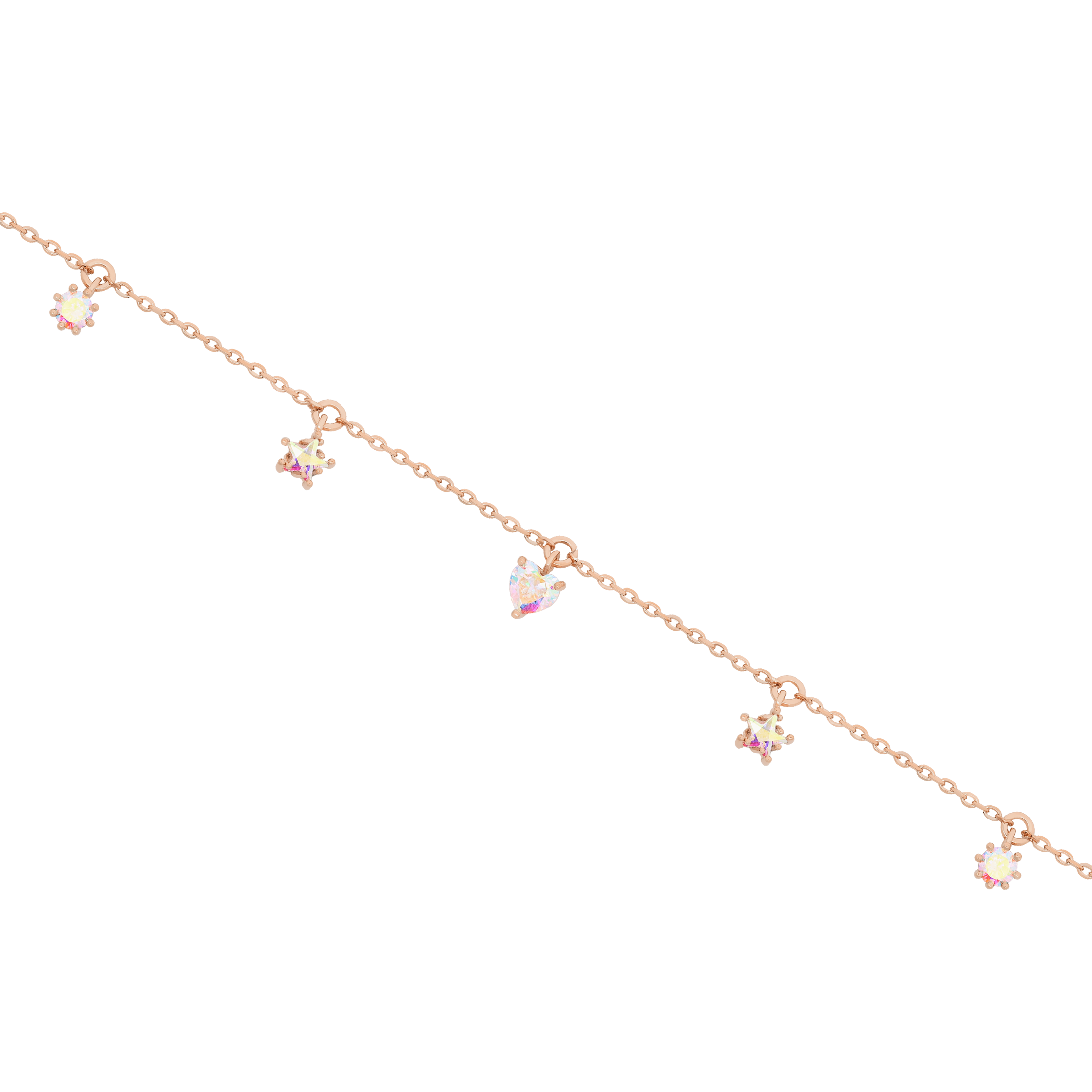 Wonder Star & Heart Gemstone Charm Bracelet - Rose Gold