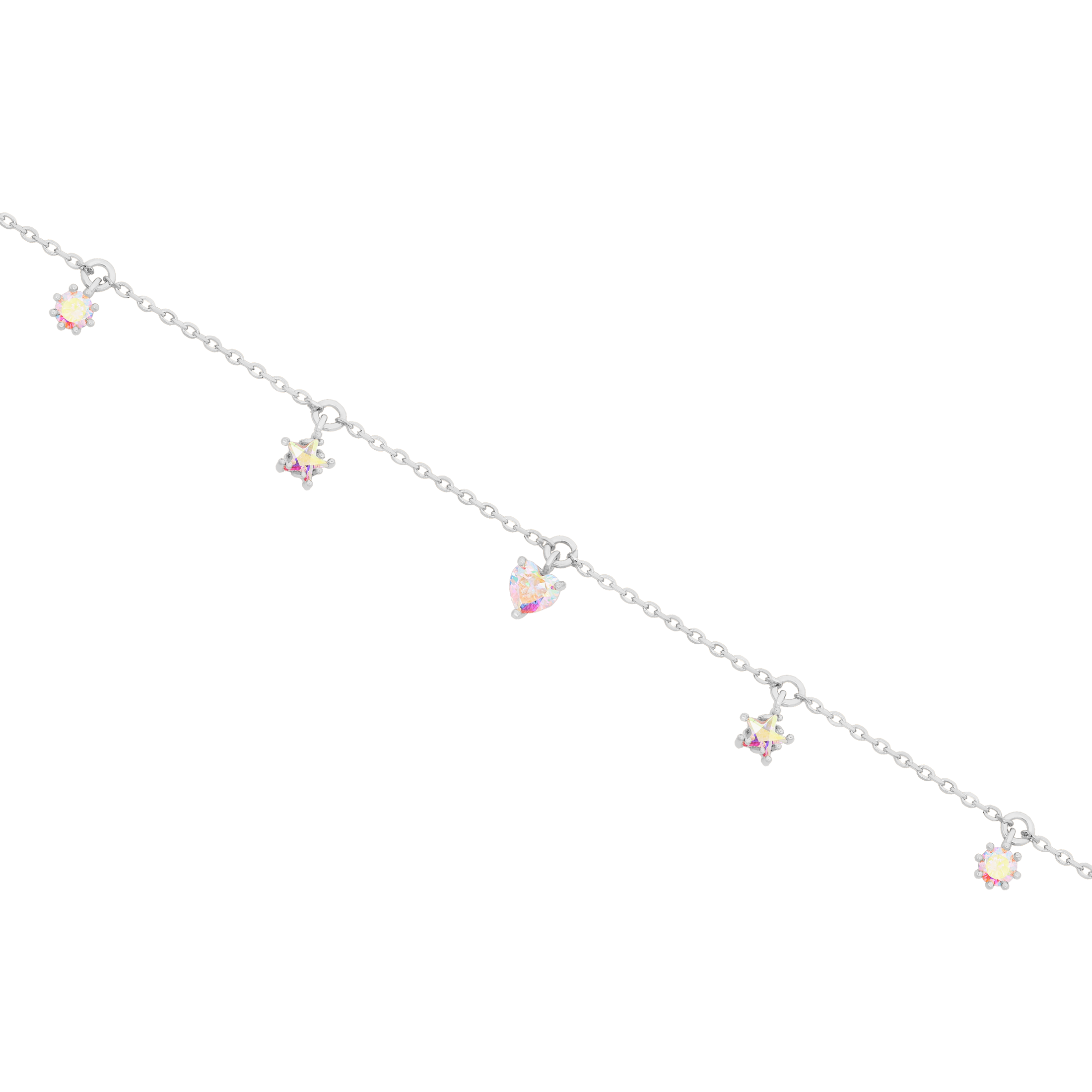 Wonder Star & Heart Gemstone Charm Bracelet - Silver